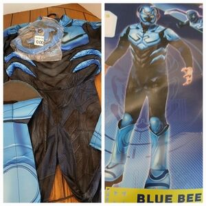 Blue Beetle Muscle Jumpsuit Halloween Costume -Size L Years Blue Beetle
